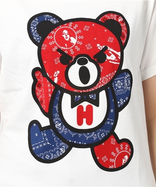 HYSTERIC GLAMOUR(ヒステリックグラマー)の「BANDANA BEAR プリント ビッグTシャツ(Tシャツ/カットソー・レディース・ホワイト/ブラック・FREE)」の5枚目の写真