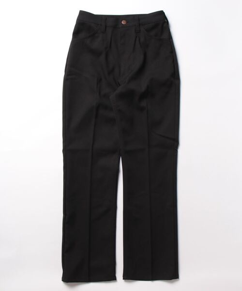Wrangler(ラングラー)の「WRANGLER/ラングラー ランチャー 消えないセンタープレスカラースラックス フレアドレスパンツ ON/OFF対応 速乾梅雨にも◎(スラックス・レディース・ベージュ/ブラウン/グレー/オフホワイト/ピンク/グリーン/ブラック/ネイビー/ブルーグリーン/ブラウン系その他/ボルドー/ベージュ系その他/イエロー/パープル/ブラック系その他/ホワイト系その他/グレー系その他/ブルー系その他/ブラウン系その他2・SMALL/MEDIUM/X-SMALL)」の4枚目の写真