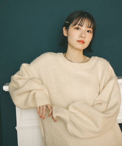 MIEL CRISHUNANT(ミエルクリシュナ)の「前後2WAYロングニットカーディガン(ニット/セーター・レディース・アイボリー/ダークブラウン/ブラック・FREE)」の1枚目の写真