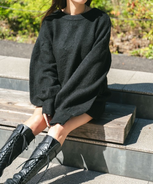 MIEL CRISHUNANT(ミエルクリシュナ)の「前後2WAYロングニットカーディガン(ニット/セーター・レディース・アイボリー/ダークブラウン/ブラック・FREE)」の9枚目の写真