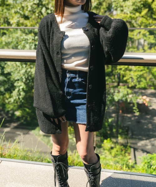 MIEL CRISHUNANT(ミエルクリシュナ)の「前後2WAYロングニットカーディガン(ニット/セーター・レディース・アイボリー/ダークブラウン/ブラック・FREE)」の12枚目の写真