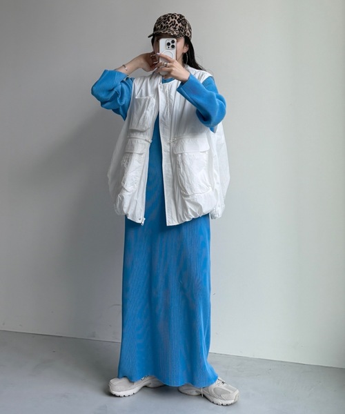 wee9s(ウィークス)の「【セルフカット可能】daily daily super stretch crew neck pleats one piece / デイリーデイリースーパーストレッチクルーネックプリーツワンピース(ワンピース・レディース・アッシュグレー/スカイブルー/ブラック/レッド/ネイビー/ボルドー/アイボリー/ダークグリーン/ブルー/ライトブルー・FREE/LONG)」の13枚目の写真