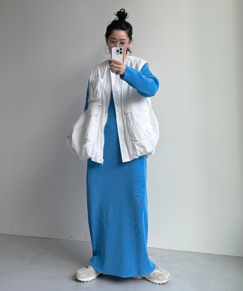 wee9s(ウィークス)の「【セルフカット可能】daily daily super stretch crew neck pleats one piece / デイリーデイリースーパーストレッチクルーネックプリーツワンピース(ワンピース・レディース・アッシュグレー/スカイブルー/ブラック/レッド/ネイビー/ボルドー/アイボリー/ダークグリーン/ブルー/ライトブルー・FREE/LONG)」の19枚目の写真