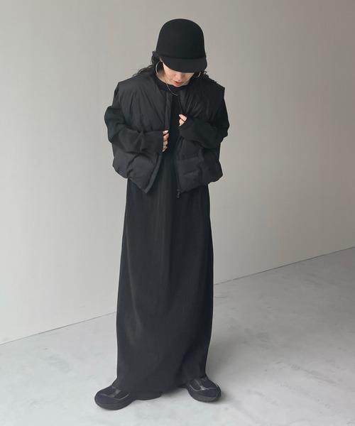 wee9s(ウィークス)の「【セルフカット可能】daily daily super stretch crew neck pleats one piece / デイリーデイリースーパーストレッチクルーネックプリーツワンピース(ワンピース・レディース・アッシュグレー/スカイブルー/ブラック/レッド/ネイビー/ボルドー/アイボリー/ダークグリーン/ブルー/ライトブルー・FREE/LONG)」の22枚目の写真
