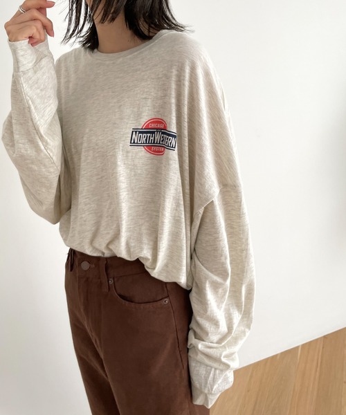 CANAL JEAN(キャナルジーン)の「El mar(エルマール) "NORTH WESTERN"ロングTシャツ(Tシャツ/カットソー・レディース・ホワイト/チャコールグレー/ライトベージュ・ONE SIZE)」の3枚目の写真