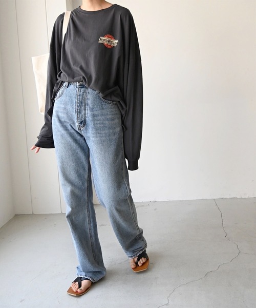 CANAL JEAN(キャナルジーン)の「El mar(エルマール) "NORTH WESTERN"ロングTシャツ(Tシャツ/カットソー・レディース・ホワイト/チャコールグレー/ライトベージュ・ONE SIZE)」の14枚目の写真