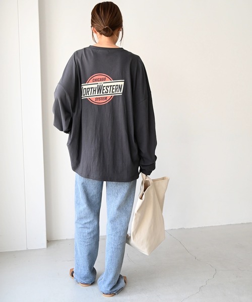 CANAL JEAN(キャナルジーン)の「El mar(エルマール) "NORTH WESTERN"ロングTシャツ(Tシャツ/カットソー・レディース・ホワイト/チャコールグレー/ライトベージュ・ONE SIZE)」の17枚目の写真