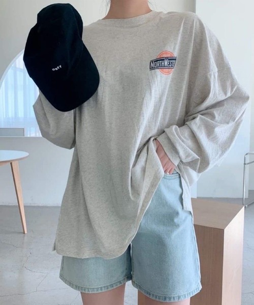 CANAL JEAN(キャナルジーン)の「El mar(エルマール) "NORTH WESTERN"ロングTシャツ(Tシャツ/カットソー・レディース・ホワイト/チャコールグレー/ライトベージュ・ONE SIZE)」の4枚目の写真