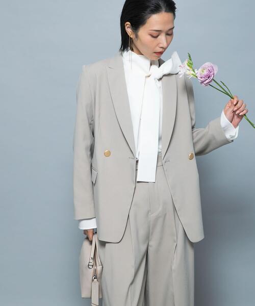 URBAN RESEARCH ROSSO WOMEN(アーバンリサーチ ロッソ)の「防シワシャンブレーツイルダブルジャケット(その他アウター・レディース・ブラック/ベージュ系その他・36/38)」の2枚目の写真