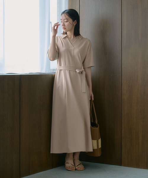 Andemiu(アンデミュウ)の「スキッパーシャツワンピース685204(ワンピース・レディース・ネイビー/ライトベージュ/ライトカーキ・FREE)」の13枚目の写真