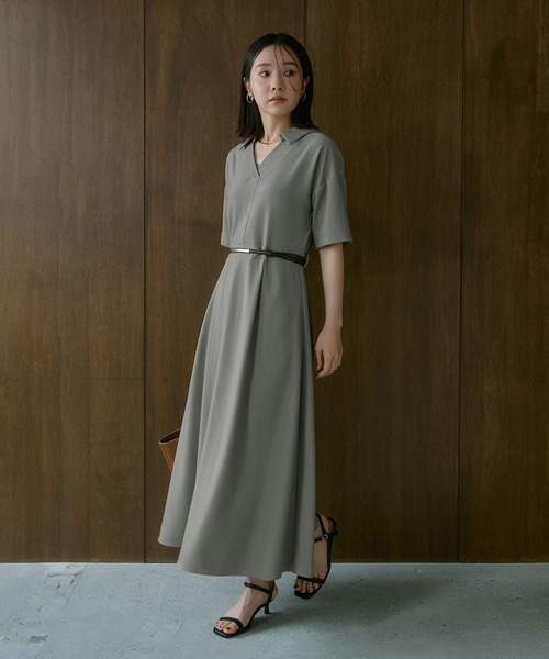 Andemiu(アンデミュウ)の「スキッパーシャツワンピース685204(ワンピース・レディース・ネイビー/ライトベージュ/ライトカーキ・FREE)」の15枚目の写真