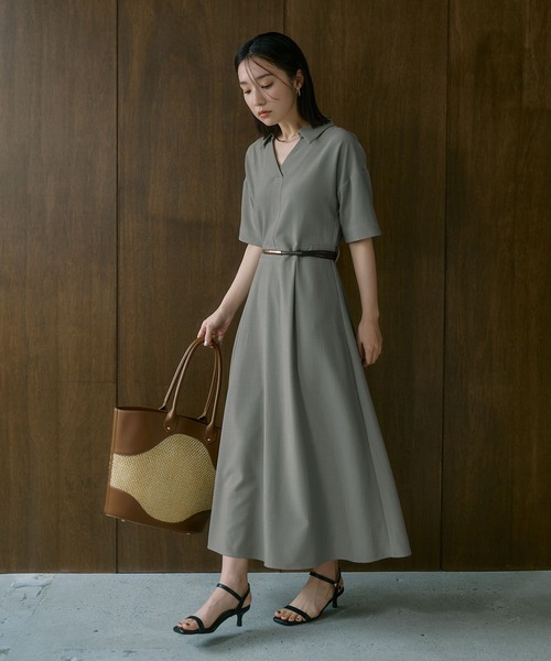 Andemiu(アンデミュウ)の「スキッパーシャツワンピース685204(ワンピース・レディース・ネイビー/ライトベージュ/ライトカーキ・FREE)」の16枚目の写真