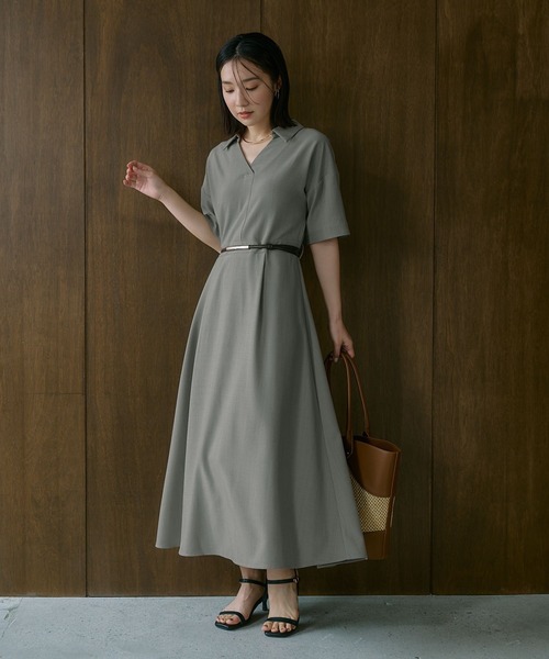 Andemiu(アンデミュウ)の「スキッパーシャツワンピース685204(ワンピース・レディース・ネイビー/ライトベージュ/ライトカーキ・FREE)」の19枚目の写真