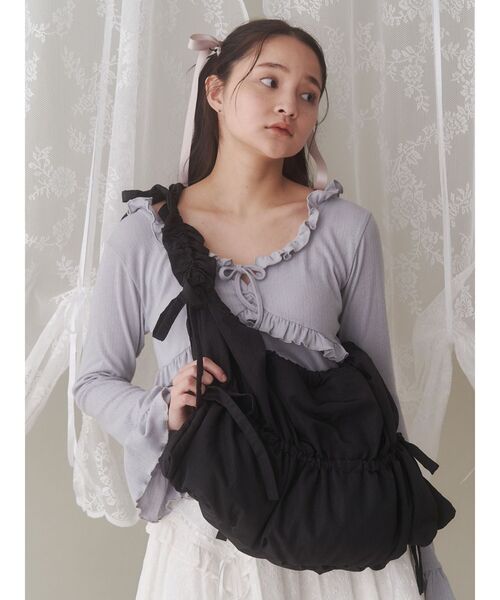 merry jenny(メリージェニー)の「gather gather tote bag / ギャザーギャザートートバッグ(トートバッグ・レディース・ブラック/ピンク/ミント・FREE)」の5枚目の写真
