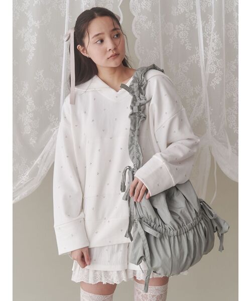 merry jenny(メリージェニー)の「gather gather tote bag / ギャザーギャザートートバッグ(トートバッグ・レディース・ブラック/ピンク/ミント・FREE)」の12枚目の写真