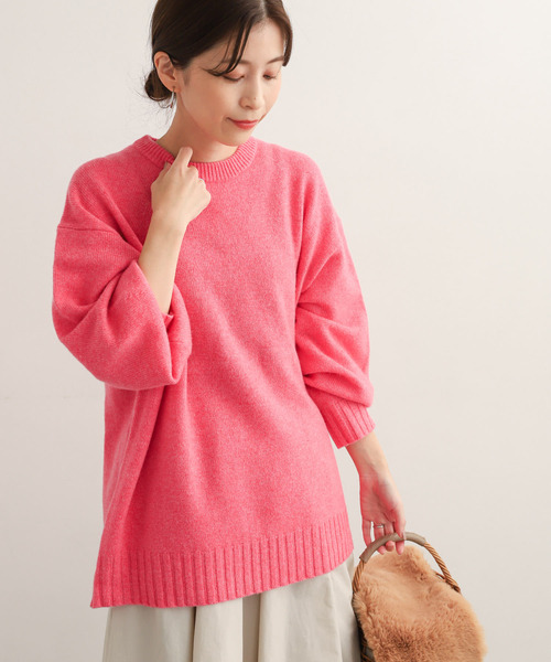 URBAN RESEARCH DOORS(アーバンリサーチドアーズ)の「ハミルトンウールクルーネックチュニック(ニット/セーター・レディース・グレー系その他/ピンク/ブルー・MEDIUM)」の18枚目の写真