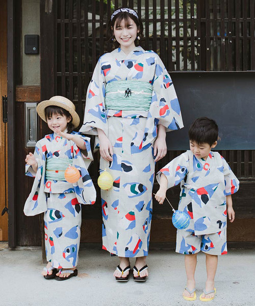 フェリシモMama(フェリシモママ)の「京都Subikiawa食器店さんとつくった レトロなじんべい(浴衣・キッズ・ブルーグレー/ブラック×レッド/ブルー系その他/グレー系その他・12/9/11/13/10)」の11枚目の写真