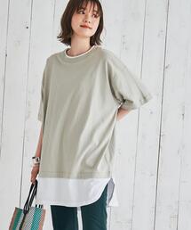 coen | UVカット対応USAコットンレイヤード5分袖Tシャツ#(Tシャツ/カットソー)