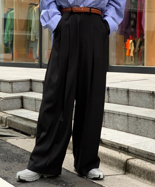 Toironier(トワロニエ)の「Toironier/トワロニエ/2Tuck Wide Pants-N(スラックス・メンズ・ブラック・1/2)」の14枚目の写真