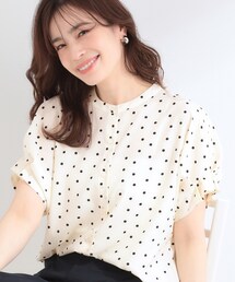 SHOO・LA・RUE | 【洗濯機可/洗濯後しわになりにくい】大人の甘さをプラスする ドット柄袖タックブラウス(シャツ/ブラウス)