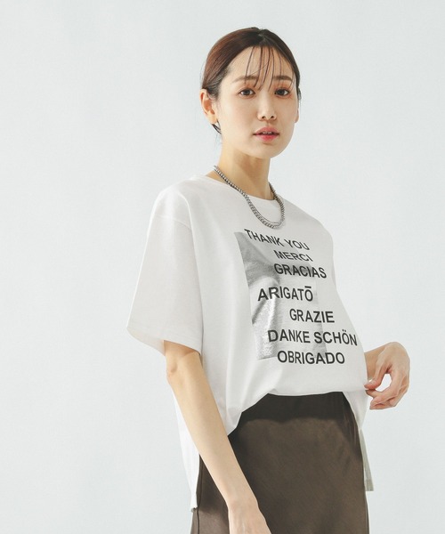 GLOBAL WORK(グローバルワーク)の「ヘビロッTEEプリント半袖/636798(Tシャツ/カットソー・レディース・ブラウン/ホワイト系その他3/チャコールグレー/ホワイト系その他2/ホワイト/ホワイト系2/ホワイト系1/イエロー系その他/ブラック系・LARGE/MEDIUM)」の4枚目の写真