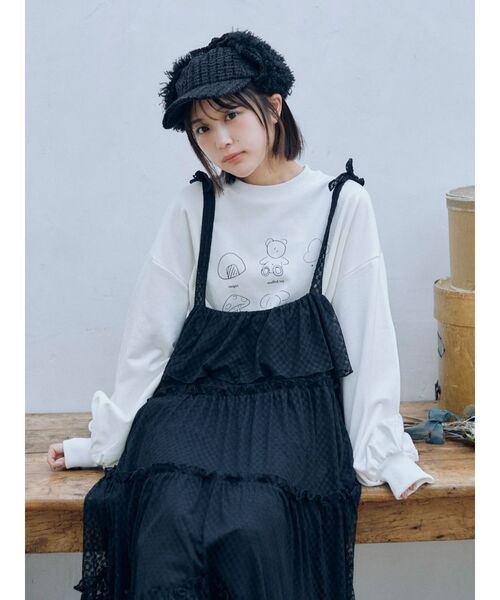 merry jenny(メリージェニー)の「flower laceティアードワンピース(ワンピース・レディース・オフホワイト/ブラック・FREE)」の8枚目の写真