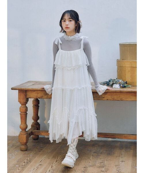 merry jenny(メリージェニー)の「flower laceティアードワンピース(ワンピース・レディース・オフホワイト/ブラック・FREE)」の9枚目の写真