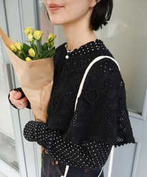 handcraft かぎ針とお花のボレロ襟ブラウス
