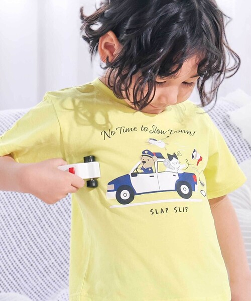 SLAP SLIP(スラップスリップ)の「【スララク/防汚加工/オーガニックコットン】わくわく男の子半袖Tシャツ(80~130cm)(Tシャツ/カットソー・キッズ・ホワイト/グリーン/ホワイト系その他/ベージュ/ネイビー/イエロー/グリーン系その他/ブルー系その他2・80cm/90cm/110cm/100cm/120cm/130cm)」の8枚目の写真