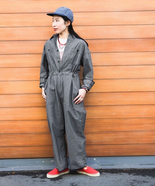 BEAMS BOY(ビームスボーイ)の「シャンブレー ステンシル オールインワン(サロペット/オーバーオール・レディース・ブルー系その他4/ブラック・ONE SIZE)」の3枚目の写真