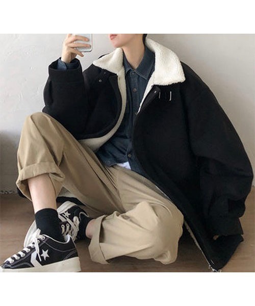 WESTBOY(ウエストボーイ)の「【WB ORIGINALS】Boa Hem-Belt Mouton Coat(ムートンコート・メンズ・ホワイト/ブラック/グレー/ブルー・M/L/XL)」の1枚目の写真
