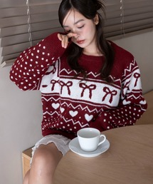 WEGO | WEGO/【25年秋冬新作】フラッフィーグラフィックニットBIGプルオーバー(ニット/セーター)