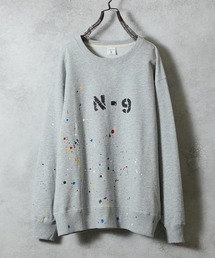 NUMBER (N)INE | HAND PAINTED N-9 PRINTED CLASSIC CREWNECK SWEATSHIRT / ハンドペイント エヌナイン ロゴプリント クラシック クルーネック スウェットシャツ(スウェット)