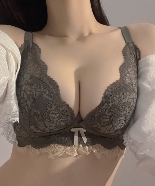Lace Ladies(レースレディース)の「脇高レース ブラ&ショーツ 2点セット 3/4カップ(ブラ&ショーツ・レディース・ワインレッド/モカ/グリーン/ブラック・70/80/85/75)」の7枚目の写真