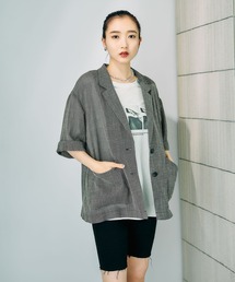 LEPSIM | カラミ織り5分袖ジャケット 657167【KKfashion紹介アイテム】(テーラードジャケット)