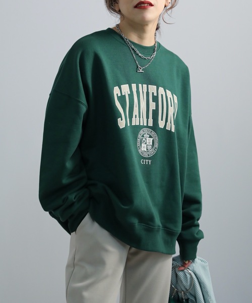【選べるサイズ】ロゴプリント裏毛ルーズプルオーバー カレッジロゴ　/トレーナー/スウェットの19枚目の写真