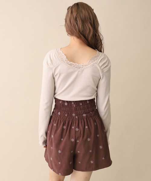 one after another NICE CLAUP(ワンアフターアナザーナイスクラップ)の「くしゅっと長袖リボンインナー(Tシャツ/カットソー・レディース・ベージュ/ブラウン/オフホワイト/ピンク・FREE)」の11枚目の写真