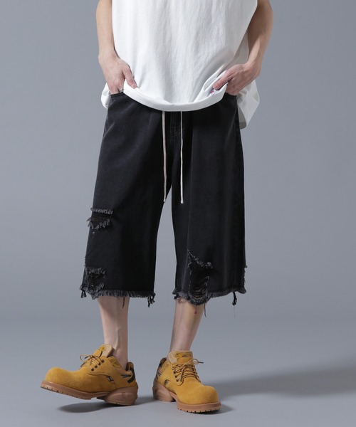 DANKE SCHON(ダンケシェーン)の「【WEB&DEPOT限定】DankeSchon/ダンケシェーン/DESTROY DENIM SHORTS(デニムパンツ・メンズ・グレー/ブラック・S/M/L)」の2枚目の写真