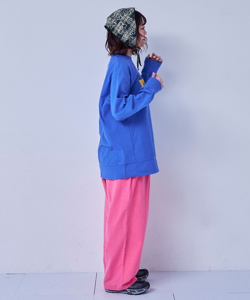 MARKEY'S(マーキーズ)の「ナガソデリブロンティー/おとな(Tシャツ/カットソー・レディース・杢グレー/ブルー/オフホワイト/テラコッタ・170cm)」の10枚目の写真