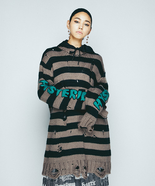 HYSTERIC GLAMOUR(ヒステリックグラマー)の「HORROR LOGO刺繍ローゲージ プルオーバー(ニット/セーター・レディース・ピンク系その他/ブルー系その他/グレー系その他・FREE)」の1枚目の写真