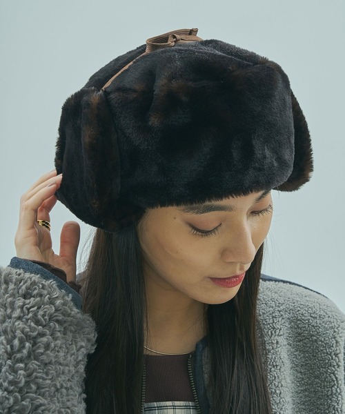 Odds(オッズ)の「(odds)USHANKA(キャップ・レディース・ブラウン/ブラック・ONE SIZE)」の2枚目の写真