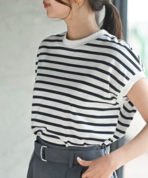 リブ使いフレンチスリーブTシャツ