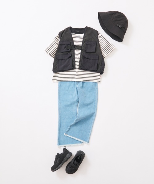 CIAOPANIC TYPY(チャオパニックティピー)の「【KIDS】ウエストベルト付きナイロンキャンプベスト(ベスト・キッズ・ホワイト/ブラック・M/XL/XXL)」の7枚目の写真