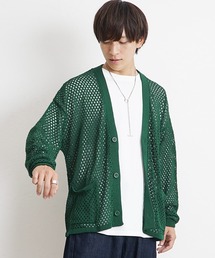 MinoriTY | 【MinoriTY】透かし編みカーディガン メッシュトップス 秋服 メンズ カラーカーディガン Tシャツ合わせ(カーディガン/ボレロ)