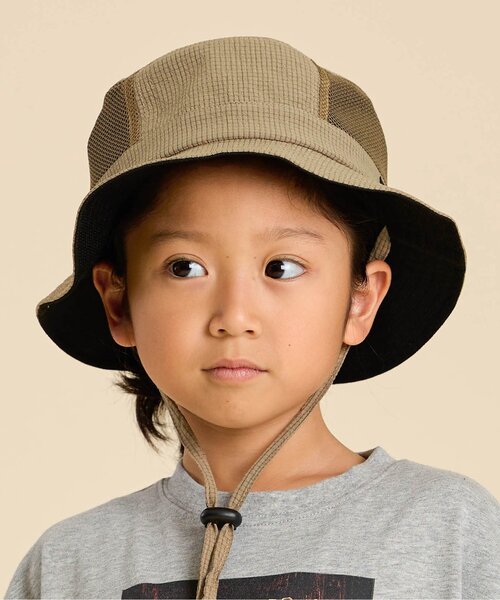 F.O.KIDS(エフオーキッズ)の「【保冷剤収納可・UVカット】ミズアソビーチハット_はっ水加工(ハット・キッズ・ブラック/ベージュ/オレンジ/グリーン・54/52/50/56)」の1枚目の写真