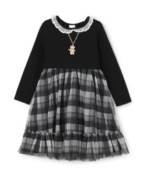 【人気商品再入荷】【直営店で取り扱い無し】チェックチュール ドッキングワンピース
