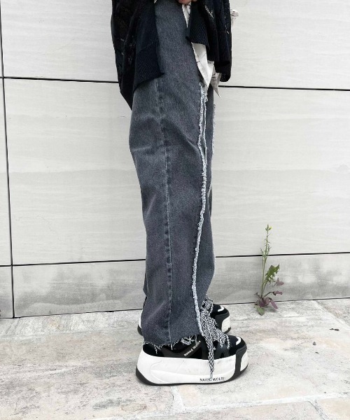 DANKE SCHON(ダンケシェーン)の「DankeSchon/ダンケシェーン/リメイクデニム/RemakeDenim frontboots(デニムパンツ・メンズ・ブラック/ブルー・MEDIUM/LARGE)」の6枚目の写真
