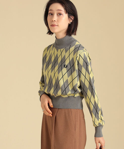 Ray BEAMS(レイビームス)の「FRED PERRY × Ray BEAMS / 別注 アーガイル タートル ニット(ニット/セーター・レディース・ブラウン/グレー・ONE SIZE)」の5枚目の写真