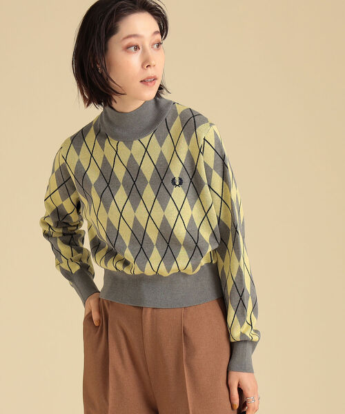Ray BEAMS(レイビームス)の「FRED PERRY × Ray BEAMS / 別注 アーガイル タートル ニット(ニット/セーター・レディース・ブラウン/グレー・ONE SIZE)」の7枚目の写真