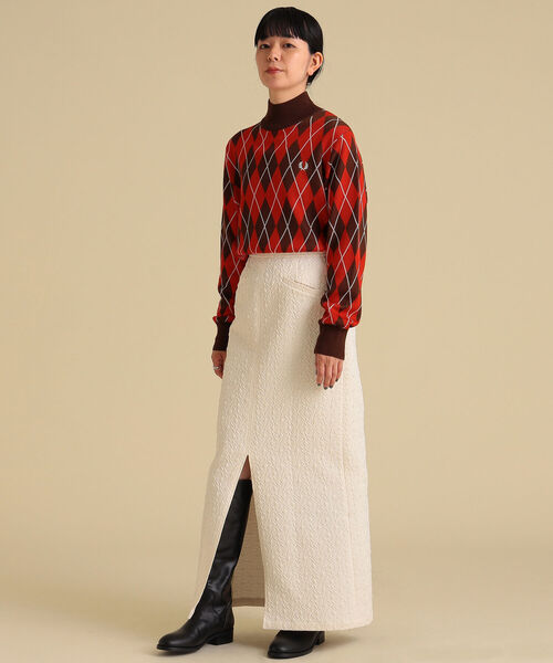 Ray BEAMS(レイビームス)の「FRED PERRY × Ray BEAMS / 別注 アーガイル タートル ニット(ニット/セーター・レディース・ブラウン/グレー・ONE SIZE)」の13枚目の写真